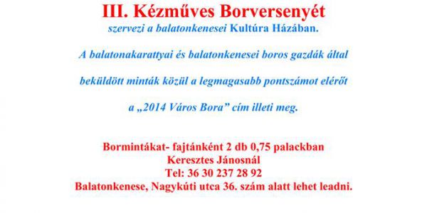 Kézműves borverseny Balatonkenesén